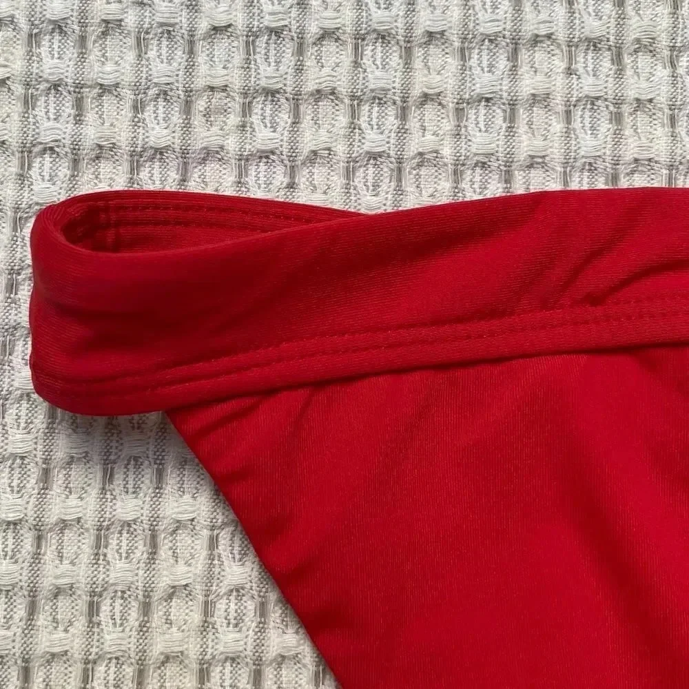 Andie Swim The Banded Cheeky Bikini Bottom Cherry Red NWT XS M